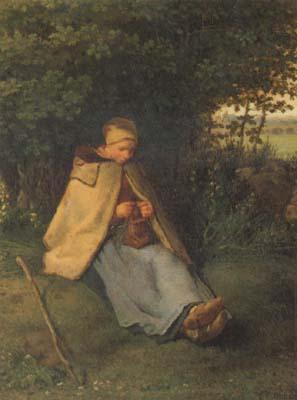 jean-francois millet Woman knitting (san19) France oil painting art